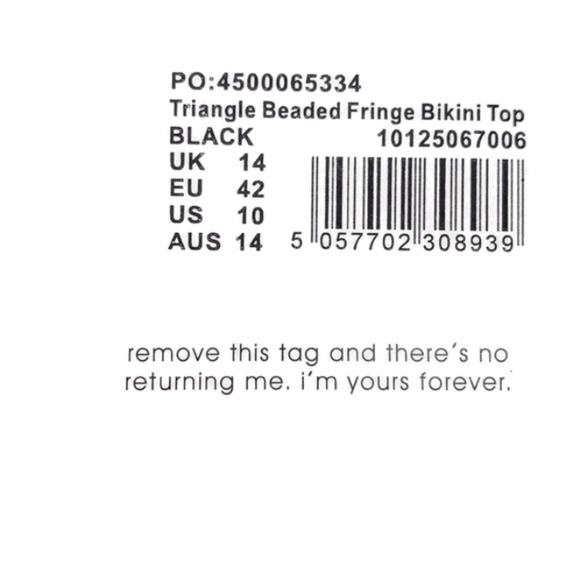 MISSGUIDED Black Beaded Triangle Swim Bikini Top size 10 - Picture 8 of 9